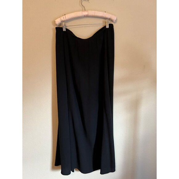 Eileen Fisher Long Maxi Skirt Large Black SILK Flowy Classic Flat Front $398 - Picture 3 of 7